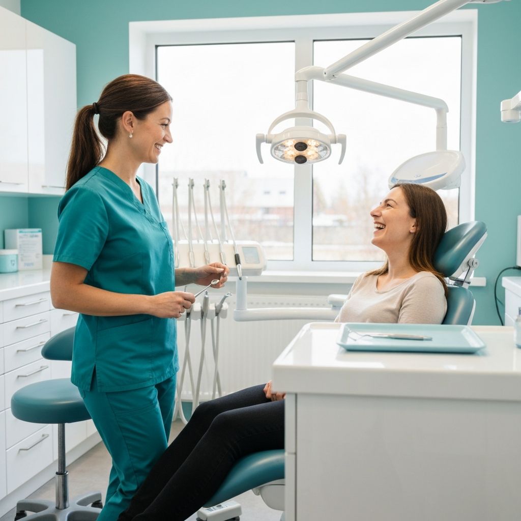 Dentist and patient sharing a warm smile during consultation